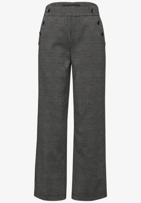 Karierte Straight Leg Hose Black