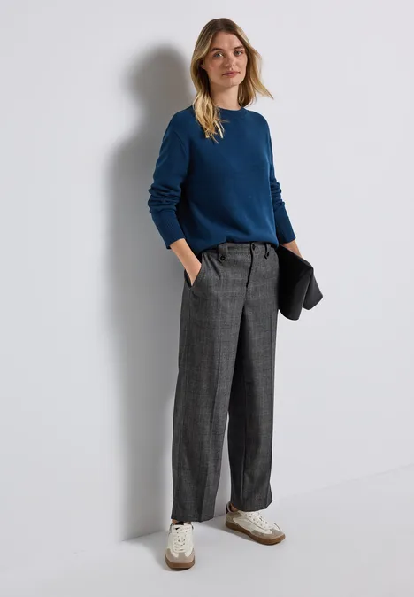 Karierte Straight Leg Hose Black