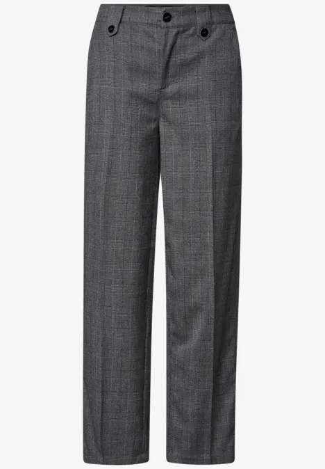 Karierte Straight Leg Hose Black