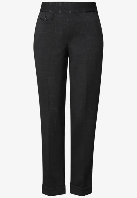 Karierte Chino mit Tapebund Black