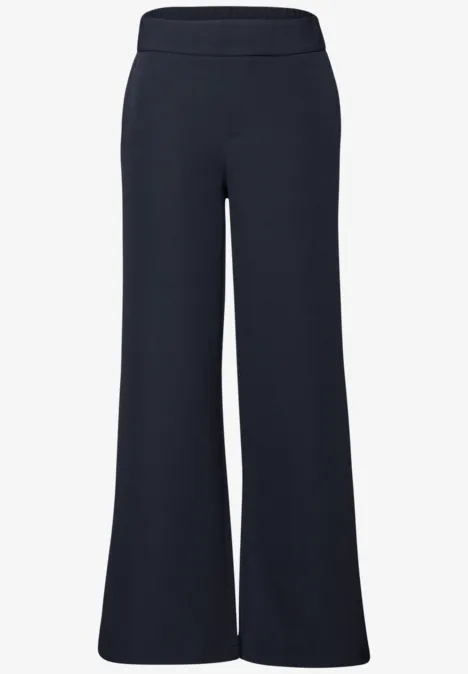 Wide Leg Twill Pantalon deep blue