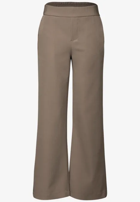 Wide Leg Twill Pantalon bark brown
