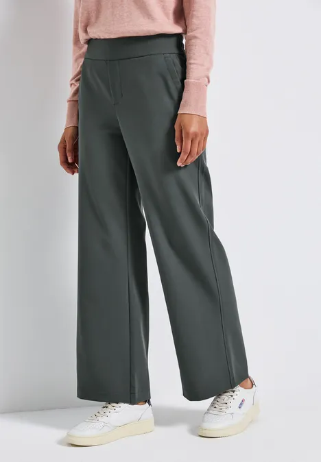 Wide Leg Twill Pantalon balsam green