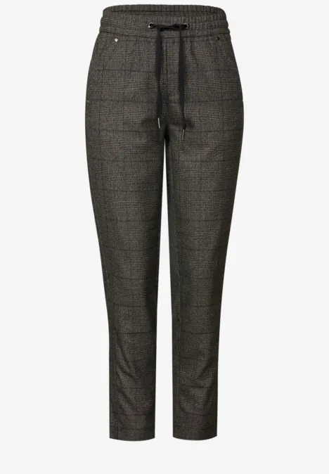 Karierte Loose Fit Hose bark brown
