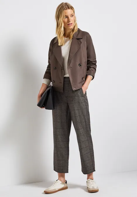Karierte Straight Leg Hose bark brown