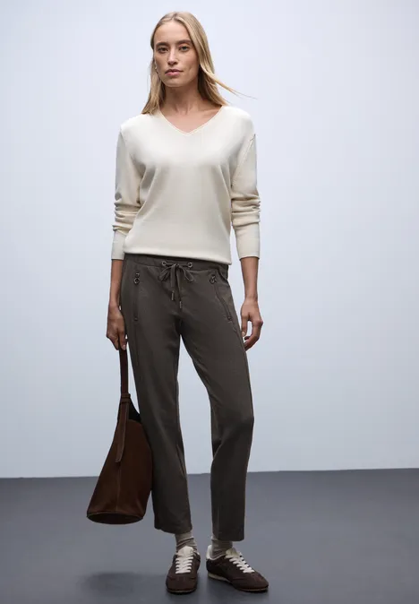 Loose Fit Hose mit Tape deep roast brown