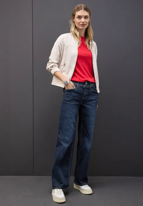 Wide Leg Jeans mit Gürtel Dark blue washed