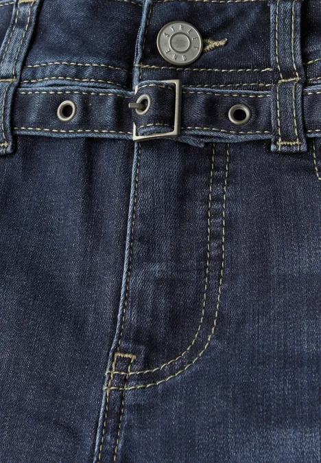 Wide Leg Jeans mit Gürtel Dark blue washed