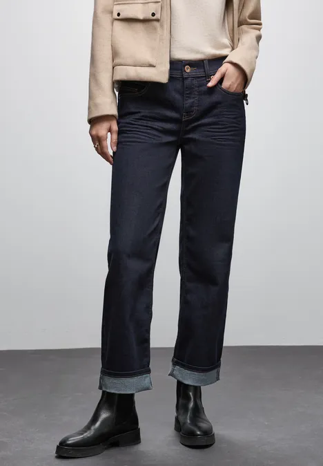 Rinsed Straight Leg Jeans Rinse Blue washed
