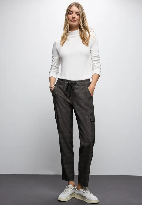 Karierte Cargo Hose silk brown