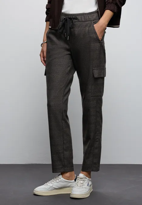 Karierte Cargo Hose silk brown