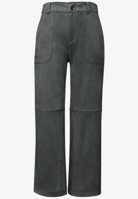 Straight Leg Velourshose balsam green