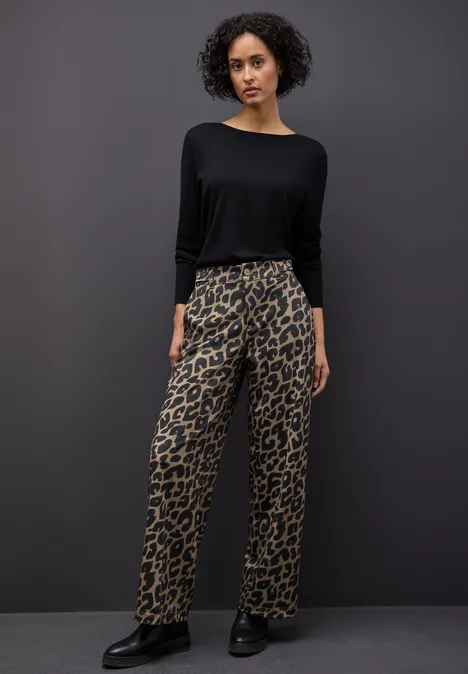 Wide Leg Leo Hose silk brown