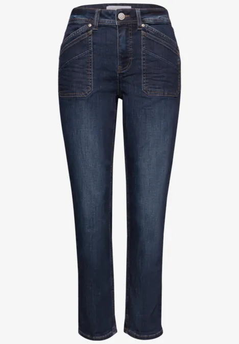 Jeans mit Patch Pockets Dark blue washed