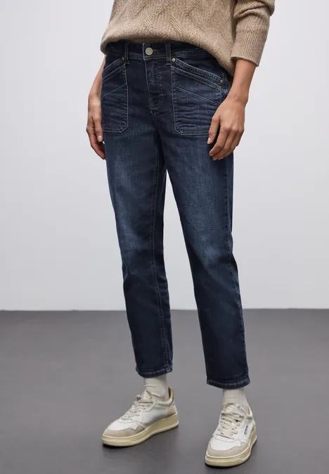 Jeans mit Patch Pockets Dark blue washed
