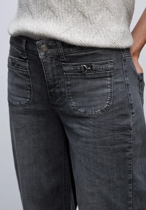 Wide Leg Jeans Steel Grey Washed