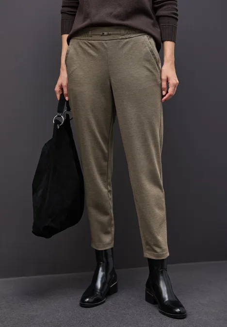 Melange Hose mit Detail darkest brown mel.