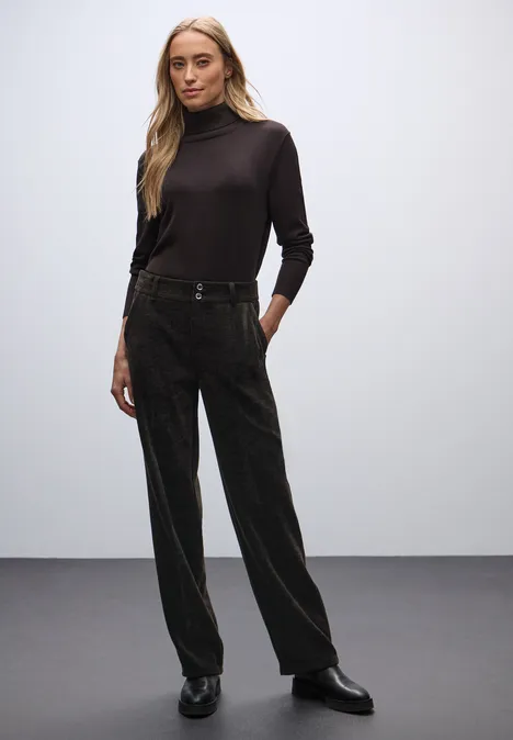 Straight Legs corduroy broek darkest brown