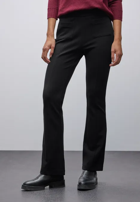 Bootcut Strukturhose Black