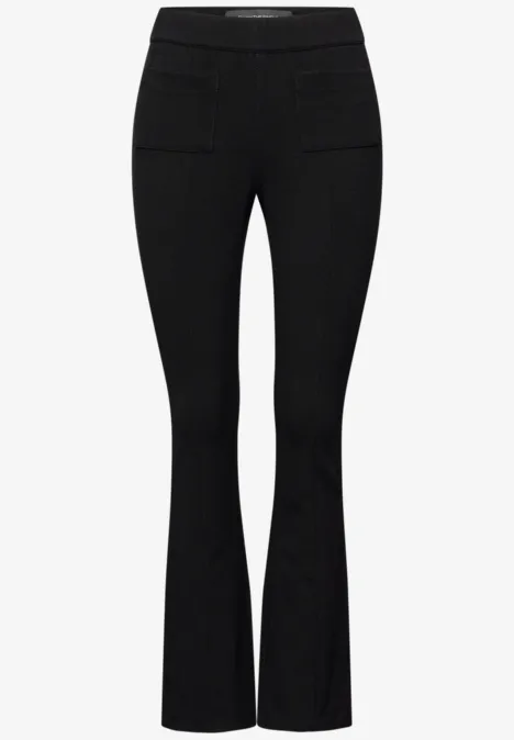 Bootcut Strukturhose Black