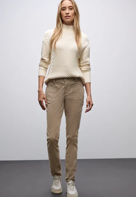 Cordhose im Casual Fit flowing beige