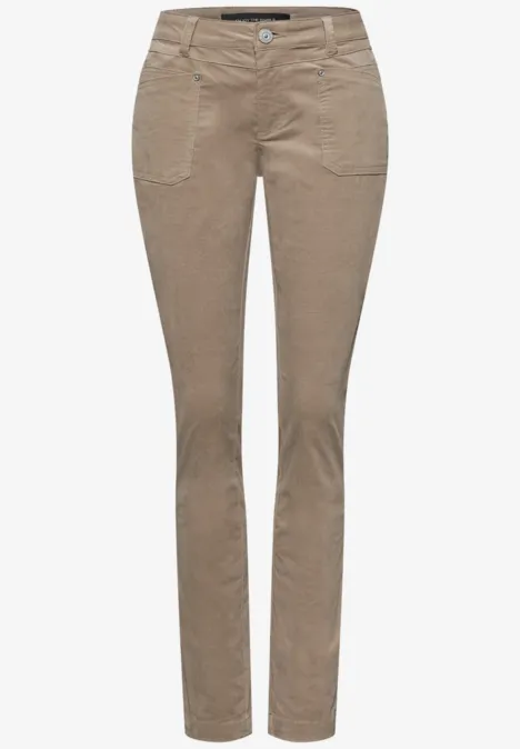 Cordhose im Casual Fit flowing beige