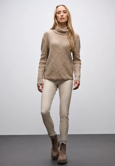 Leder Look Leggings dark moonstone sand