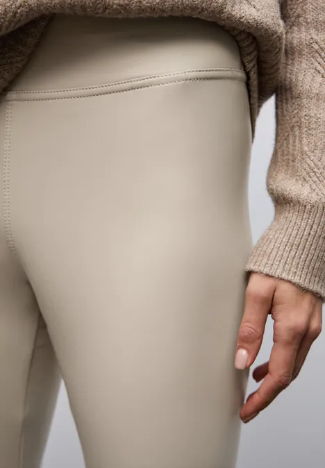 Leder Look Leggings dark moonstone sand