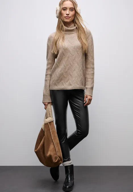 Leder Look Leggings darkest brown