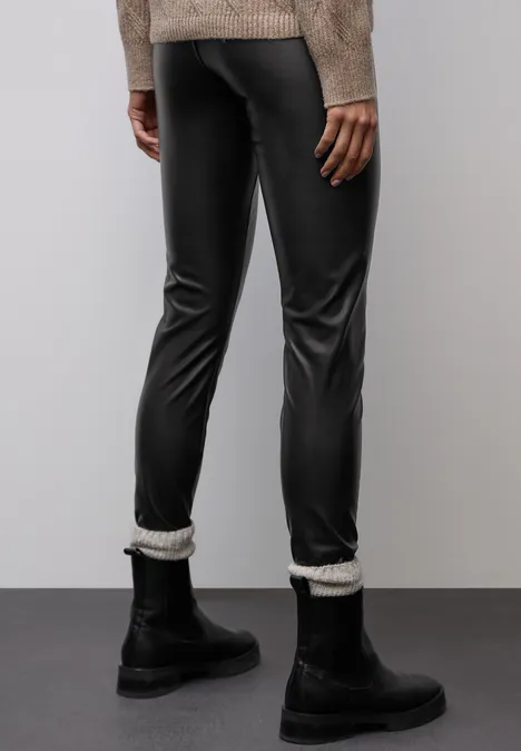 Leder Look Leggings darkest brown