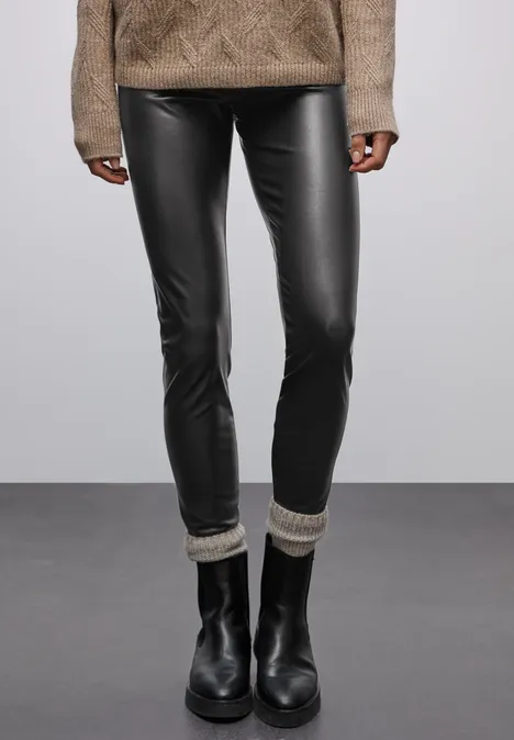 Leder Look Leggings darkest brown