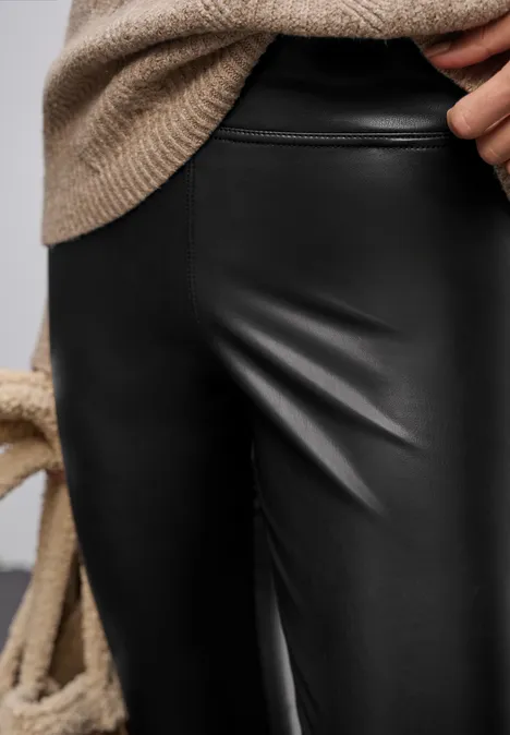 Leder Look Leggings darkest brown