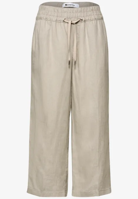 Wide Leg Hose im Loose Fit aus Leinen timeless beige