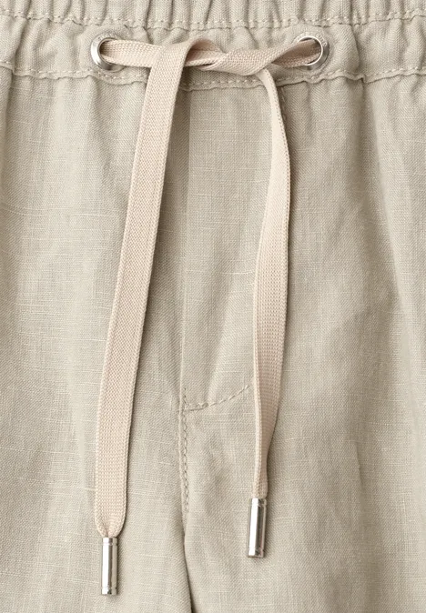 Wide Leg Hose im Loose Fit aus Leinen timeless beige