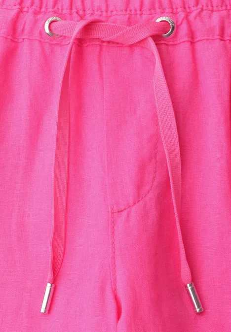 Wide Legs broek in een Loose Fit van linnen magenta dream