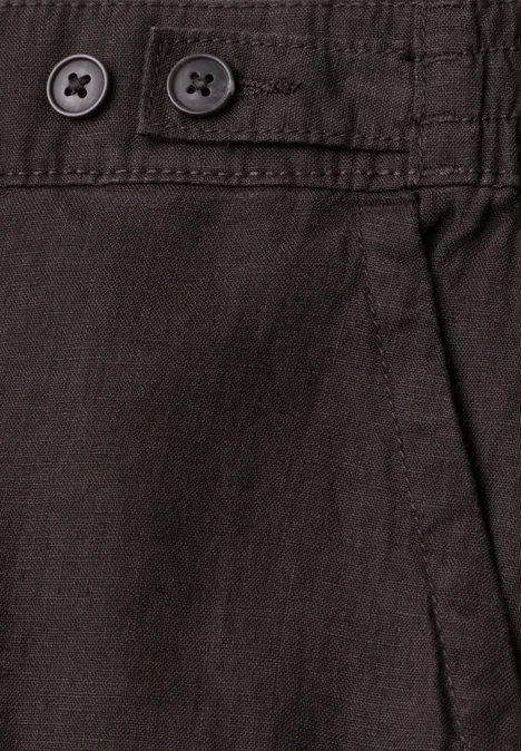 High Waist linnen broek met Wide Legs espresso brown