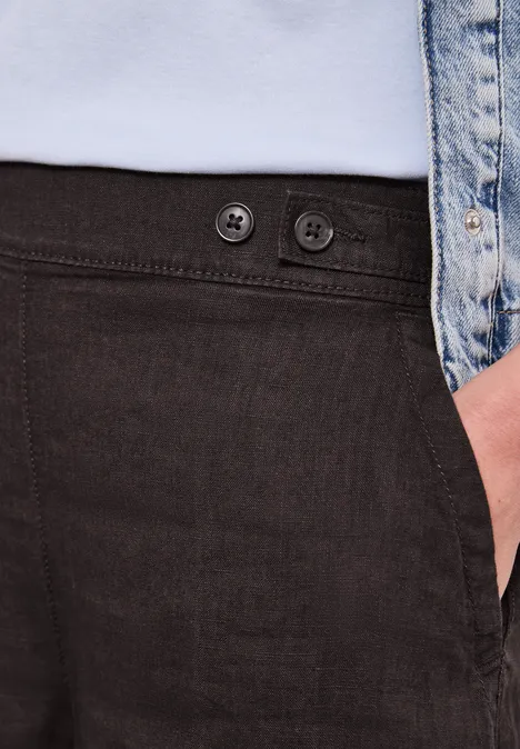 High Waist linnen broek met Wide Legs espresso brown