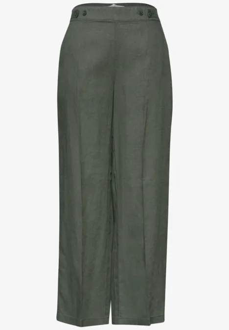 High Waist Wide Leg Pantalon en lin bound green