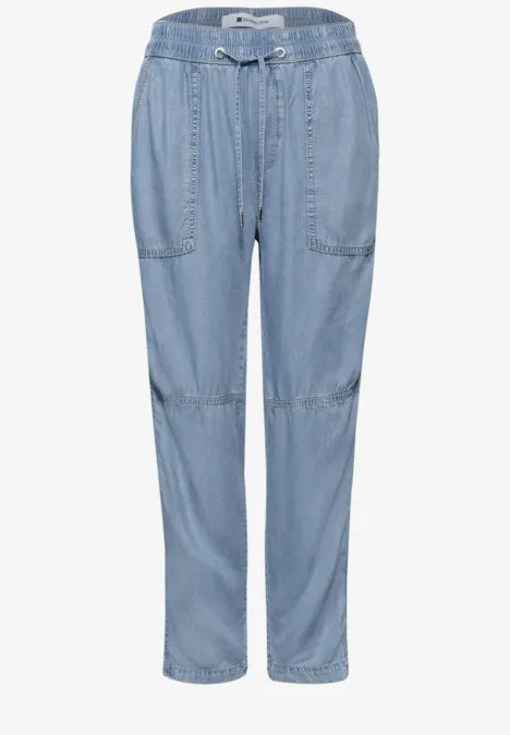 Mid Waist Slim Legs broek in een gewassen look Light Blue soft wash