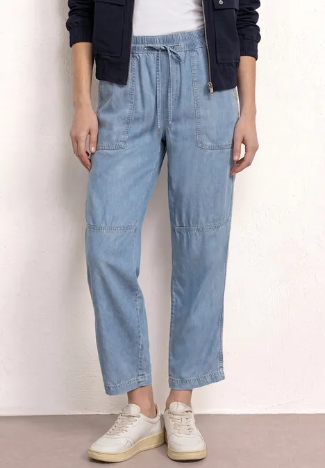 Mid Waist Slim Legs broek in een gewassen look Light Blue soft wash