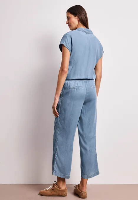 Jumpsuit Wide Legs in een gewassen look Light Blue soft wash