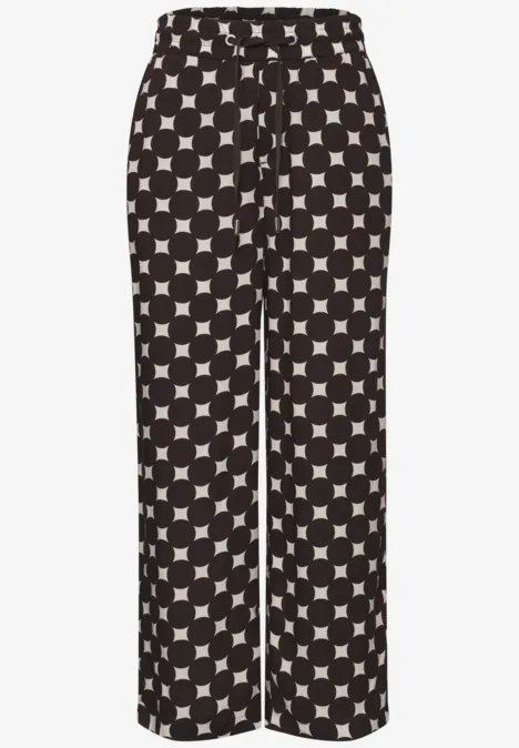 High Waist Wide Leg Hose mit Print soft beige