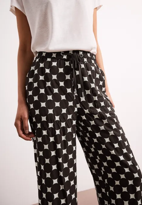 High Waist Wide Leg Hose mit Print soft beige