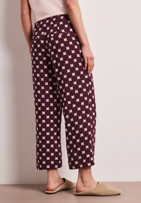 High Waist broek met Wide Legs en print rustic rouge