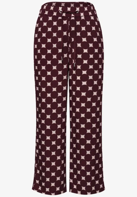 High Waist broek met Wide Legs en print rustic rouge
