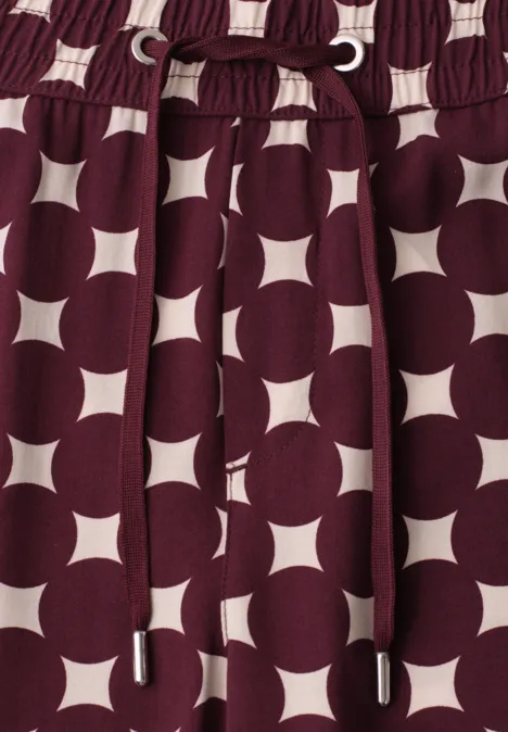 High Waist broek met Wide Legs en print rustic rouge