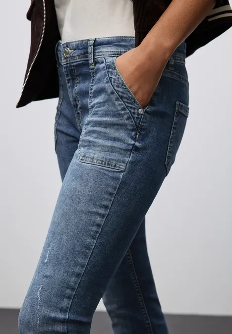 Casual Fit Jeans Medium Blue Destroy washed