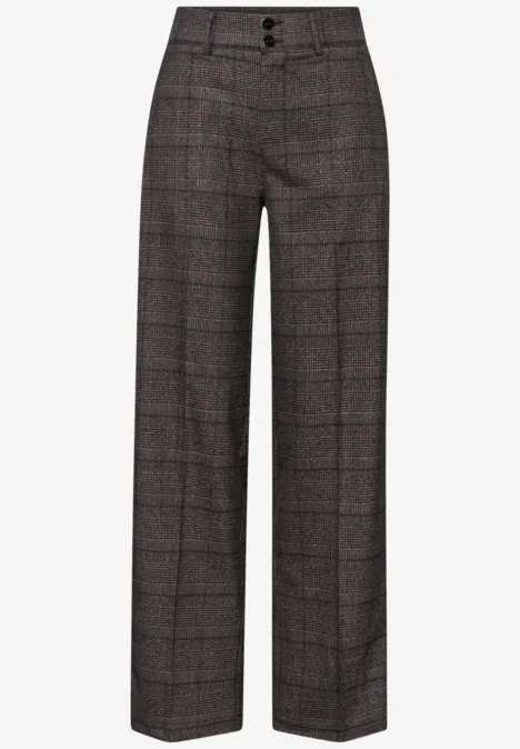 Karierte Straight Leg Hose darkest brown