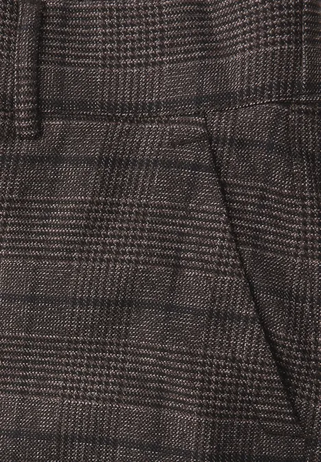 Karierte Straight Leg Hose darkest brown