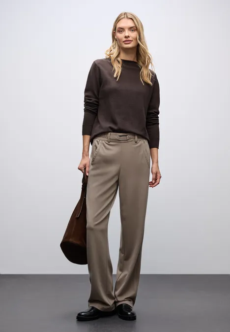 Straight Leg Hose mit Detail bark brown